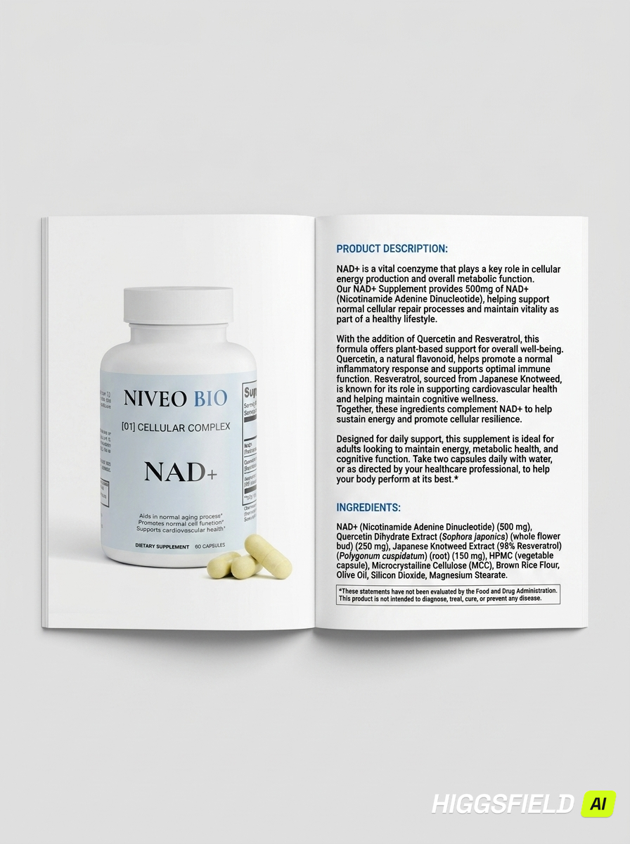 Niveo Bio [01] Cellular Complex – NAD+ with Resveratrol & Quercetin
